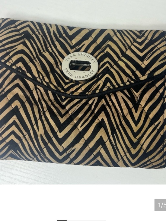 Vera Bradley Quilted Trifold Wallet Brown Black Geometric Zip Coin Pouch - Picture 6 of 6